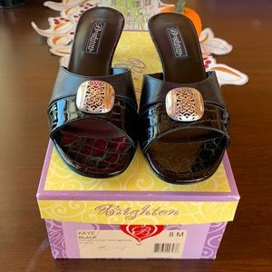 Brighton Black Patent Leather Sandal